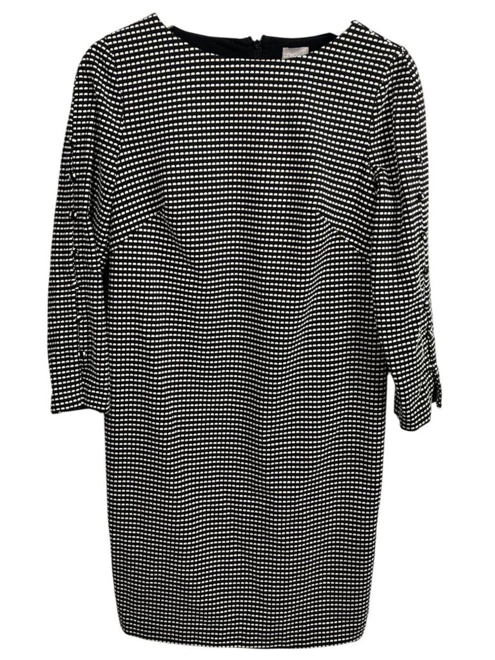 Chico's Black White Polka Dot Dress Women's 00 US 2 Mini 3/4 Sleeve